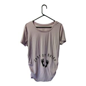 Time and Tru Women's Maternity Large Purple Baby on Board T-Shirt‎